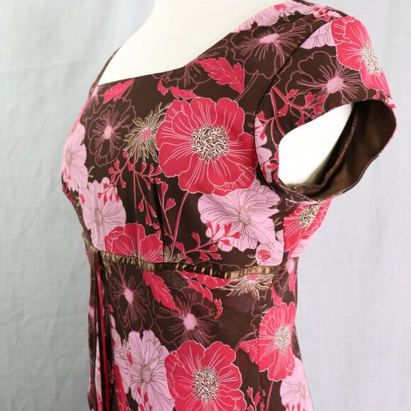 Vintage Jody of California Brown Floral Dress *11/12 Boho Empire Waist USA - Picture 7 of 16